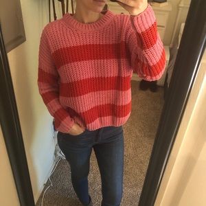 FRANCESCAS pink and red knit slouchy sweater